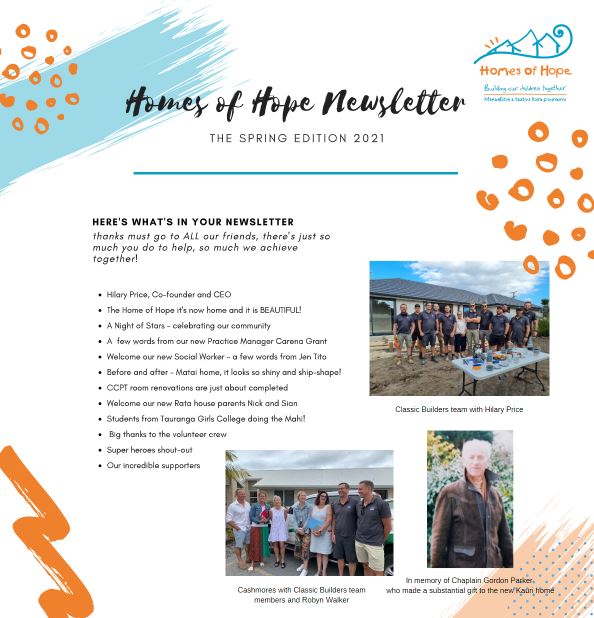 Homes of Hope Newsletter – The Spring Edition 2021